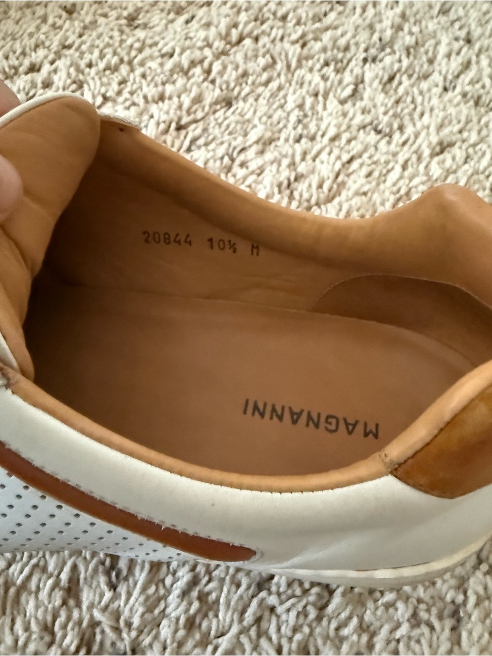 Magnanni White Leather Sneakers with Tan Accents - Picture 7 of 8